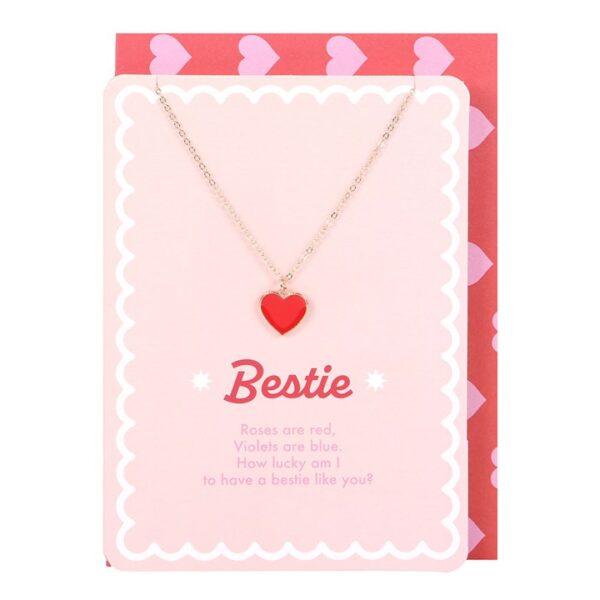 Bestie Enamel Heart Necklace Greeting Card - Image 2