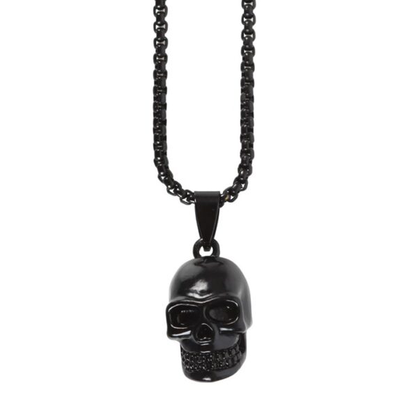 Black Stainless Steel Skull Necklace - Image 2