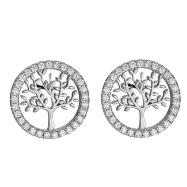 925 Silver Round Tree Zircon Earrings – Elegant Earrings For Women