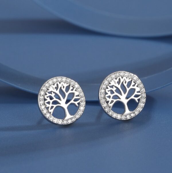 925 Silver Round Tree Zircon Earrings – Elegant Earrings For Women - Image 3