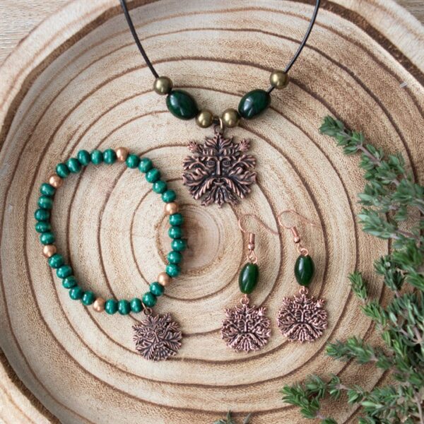 Green Man Wooden Charm Bracelet - Image 3