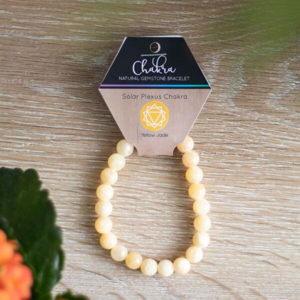 Solar Plexus Chakra Yellow Jade Gemstone Bracelet - Image 4