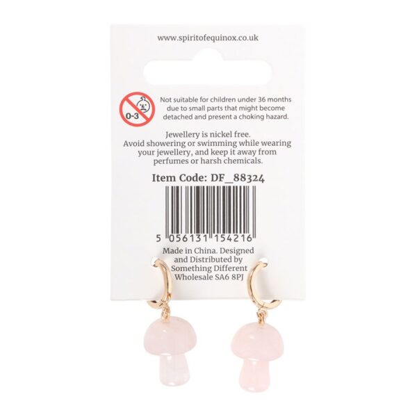 Rose Quartz Crystal Mushroom Earrings - Image 2