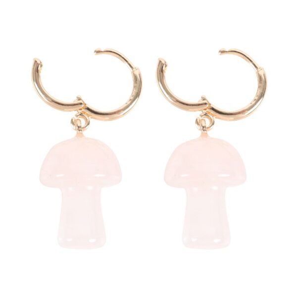 Rose Quartz Crystal Mushroom Earrings - Image 4