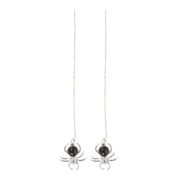 Black Obsidian Spider Threader Earrings - Image 2