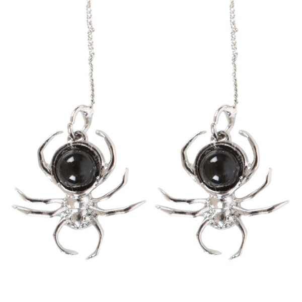 Black Obsidian Spider Threader Earrings - Image 3