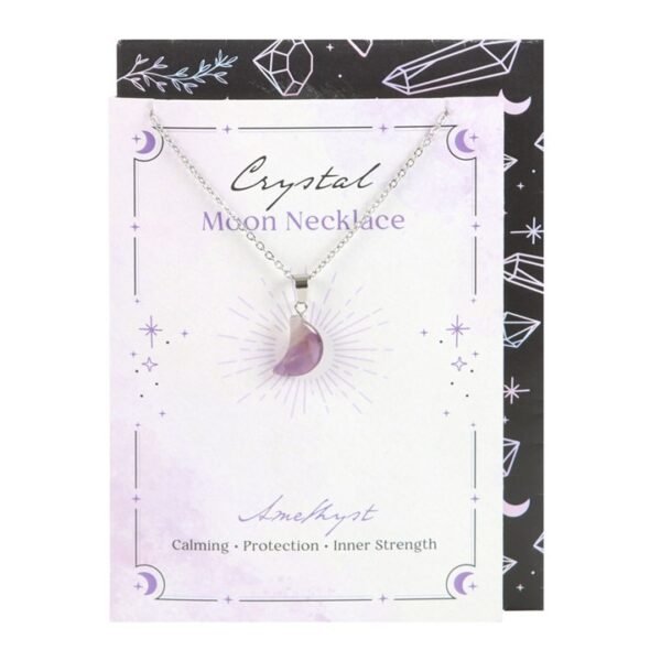 Amethyst Crystal Moon Necklace On Greeting Card