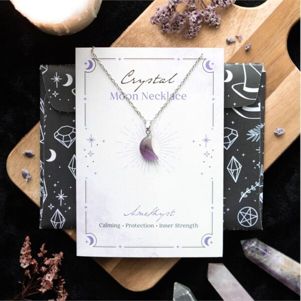 Amethyst Crystal Moon Necklace On Greeting Card - Image 5