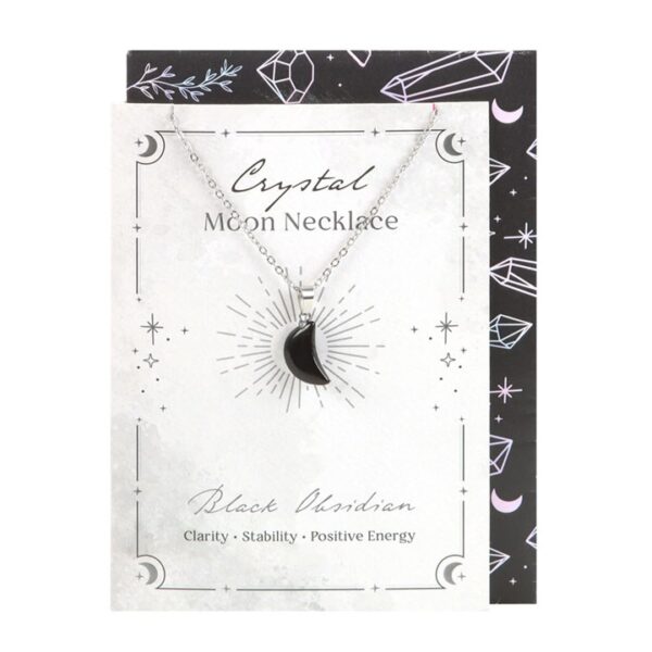 Black Obsidian Crystal Moon Necklace On Greeting Card