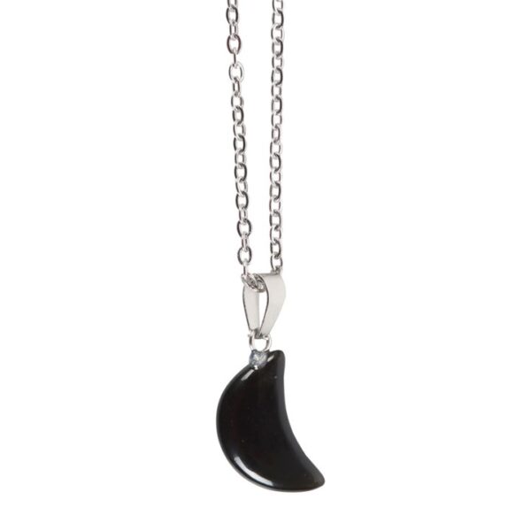 Black Obsidian Crystal Moon Necklace On Greeting Card - Image 3