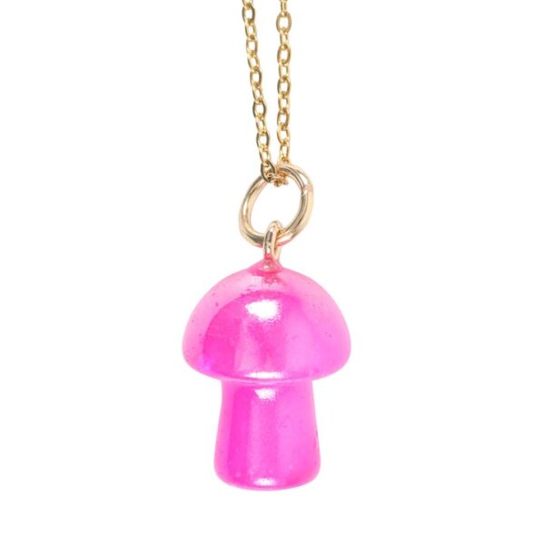 Pink Aura Crystal Mushroom Necklace Greeting Card - Image 4