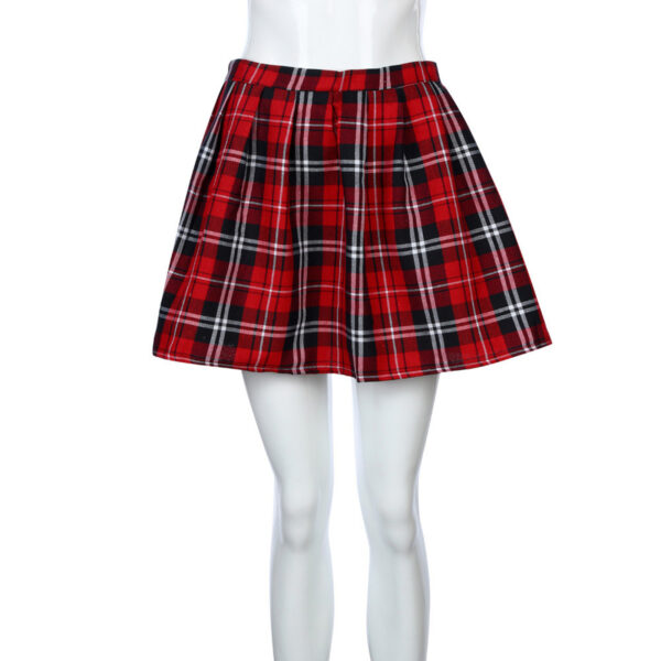 Fashion Women'S Plaid Mid-Waist Pleated Skirt - Image 6