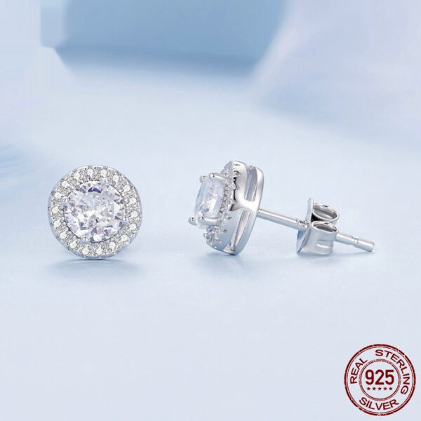 S925 Sterling Silver White Gold Plated Light Luxury All-Match Stud Earrings Ornament Women