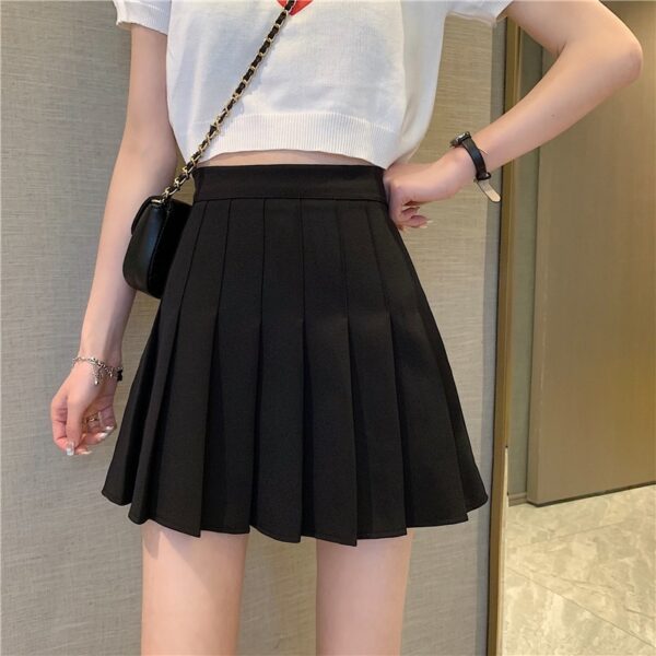 Plaid Pleated Skirt – Female High Waist Slim Short