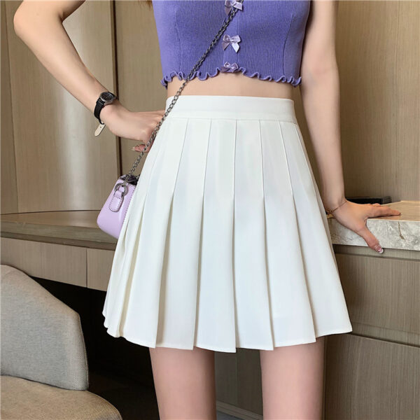 Plaid Pleated Skirt – Female High Waist Slim Short - Image 2