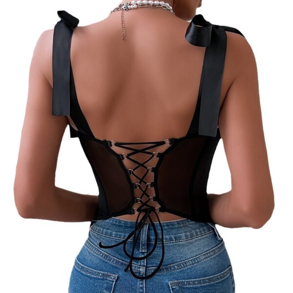 Tether Sequined Suspender Backless Steel Ring Corset Sexy Top - Image 2