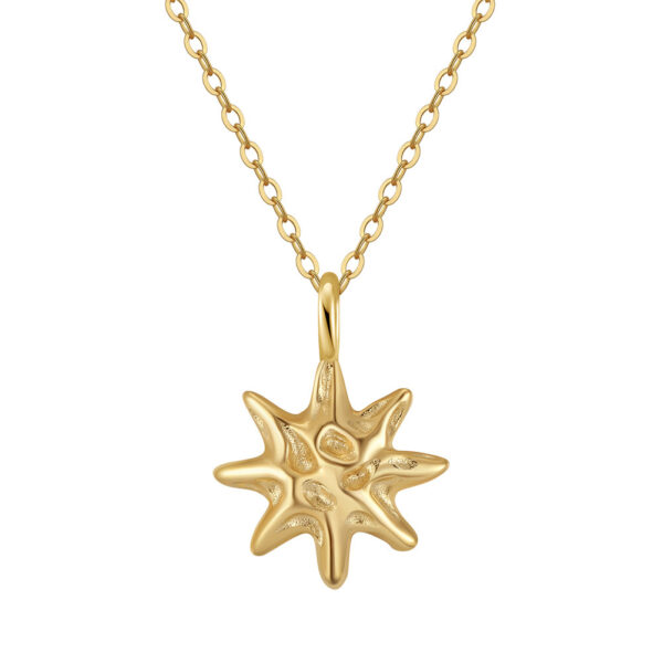 S925 Sterling Silver Hammered Star Pendant Necklace - Image 5