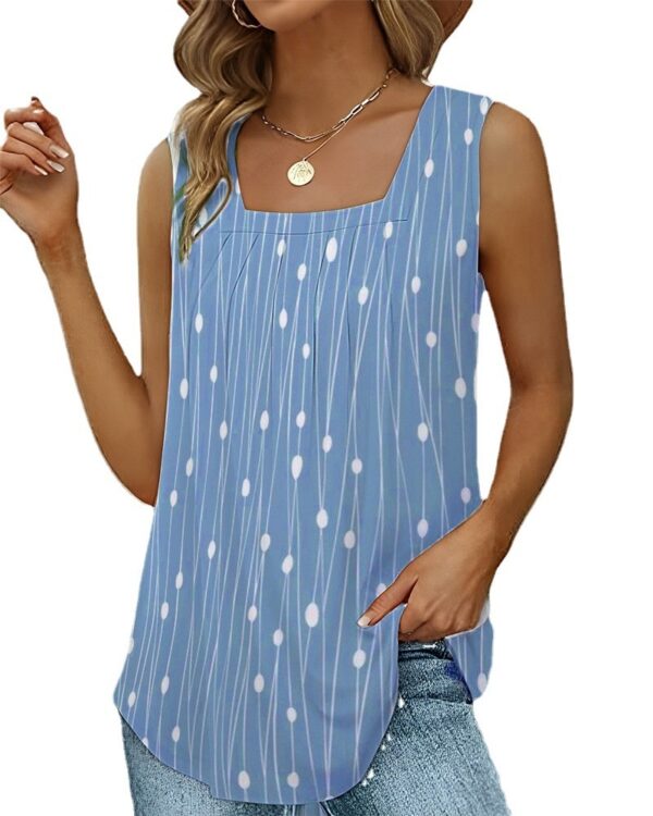 Summer New Polka Dot Sleeveless Square Collar Vest Women'S Top - Image 2