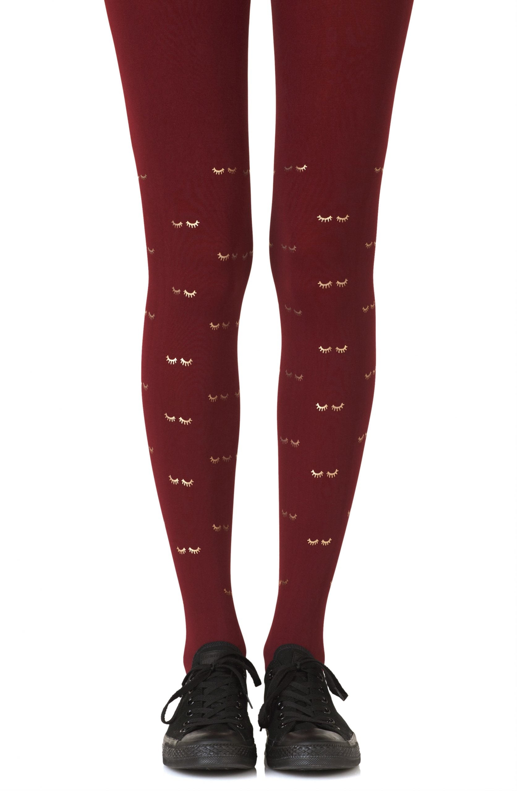 Zohara 'Daydreaming' Burgundy Print Tights