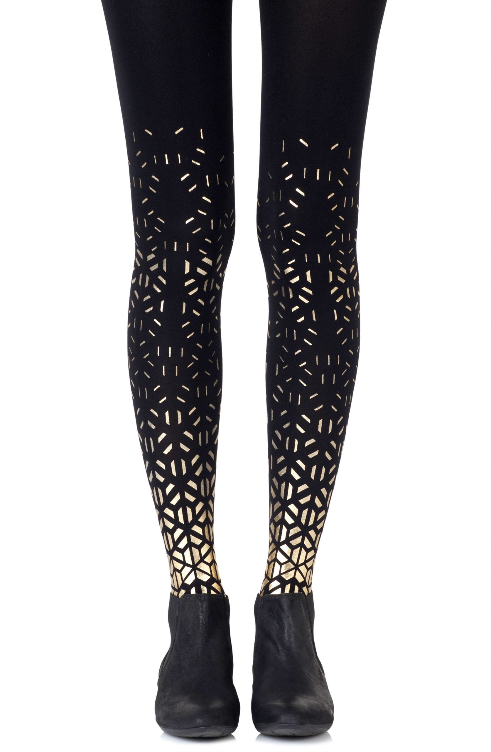 Zohara 'Shape Up' Gold Print Tights